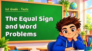 1st Grade The Equal Sign and Word Problems Test with Point Values (PDF)
