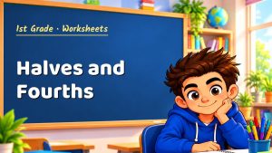 1st Grade Halves and Fourths Worksheet (PDF)
