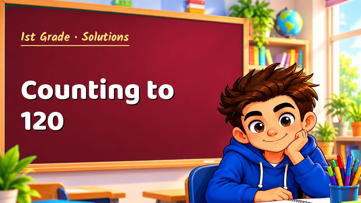 1st Grade math worksheet solutions: Counting to 120 – Maths PDF