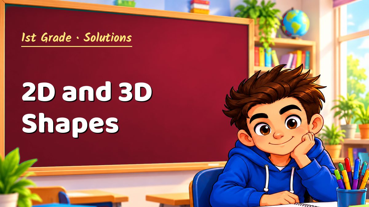 1st Grade math worksheet solutions: 2D and 3D Shapes – Maths PDF