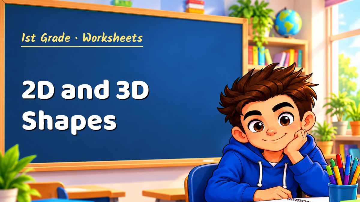 1st Grade math worksheet: 2D and 3D Shapes – Maths PDF