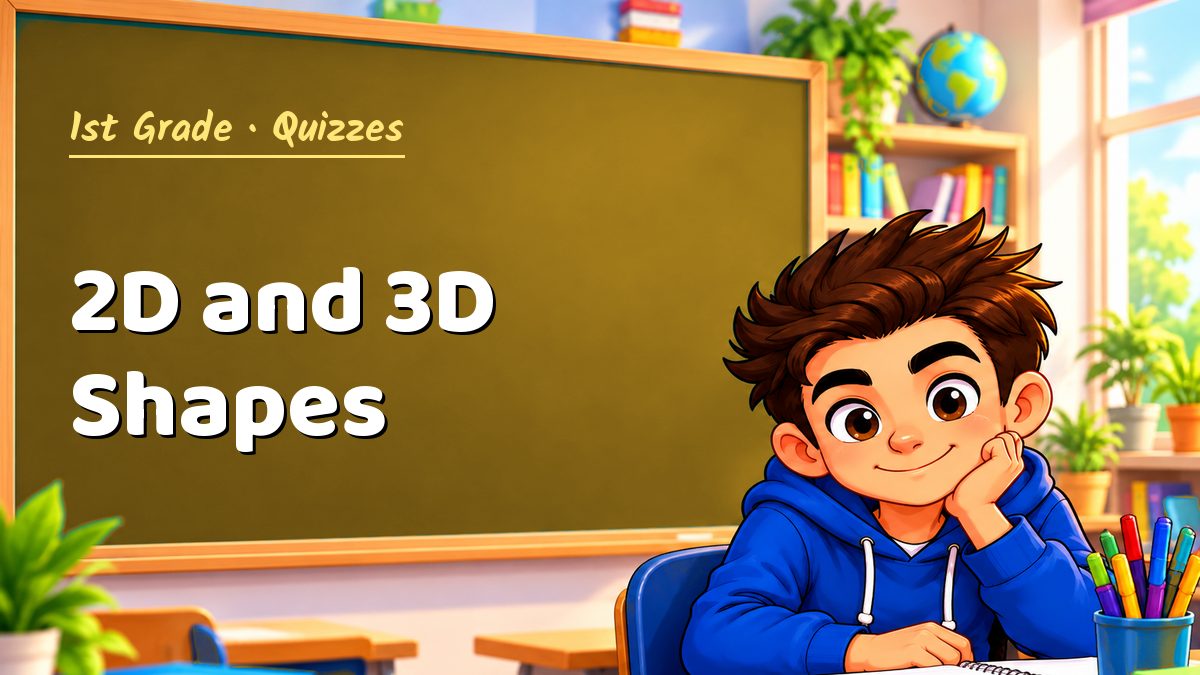 1st Grade math quiz: 2D and 3D Shapes – Maths PDF