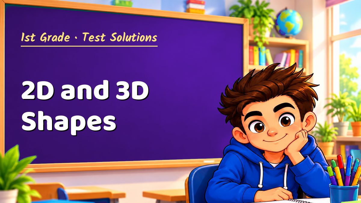 1st Grade math test solutions: 2D and 3D Shapes – Maths PDF