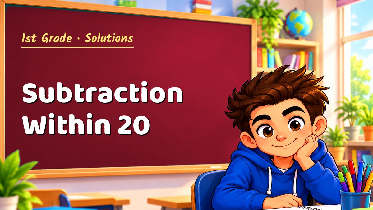 1st Grade math worksheet solutions: Subtraction Within 20 – Maths PDF