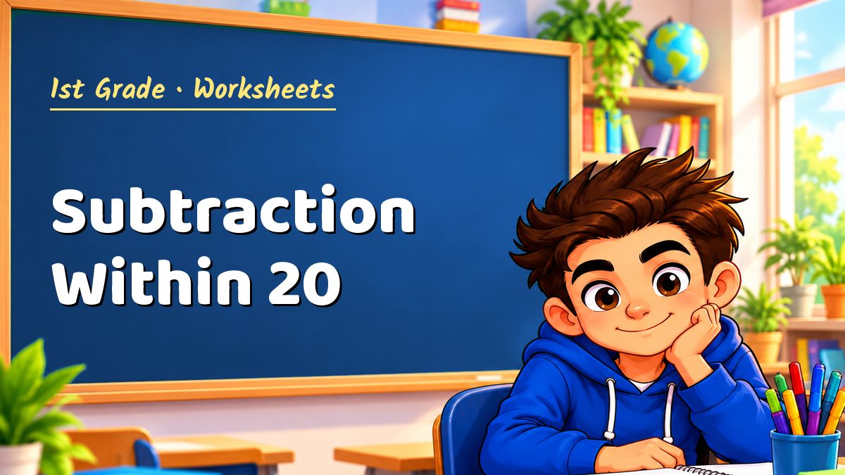 1st Grade math worksheet: Subtraction Within 20 – Maths PDF