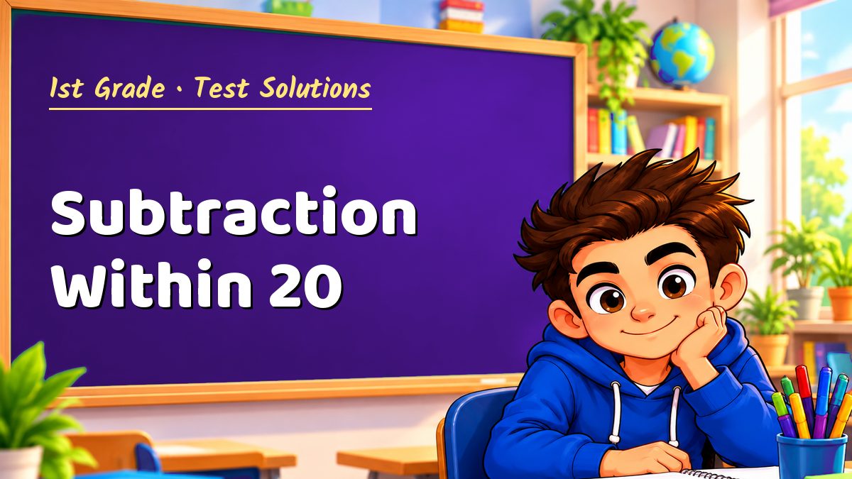 1st Grade math test solutions: Subtraction Within 20 – Maths PDF