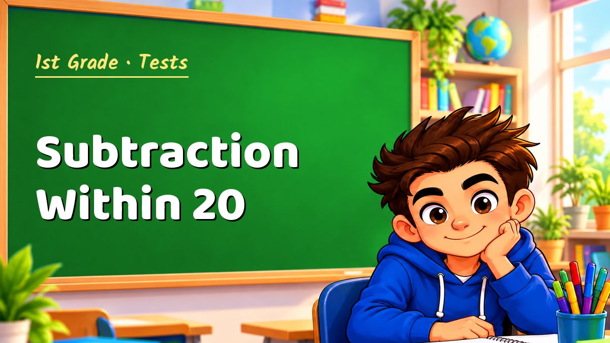 1st Grade math test: Subtraction Within 20 – Maths PDF