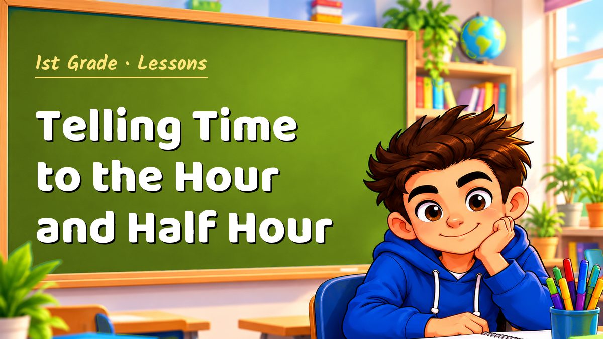 1st Grade math lesson: Telling Time to the Hour and Half Hour – Maths PDF