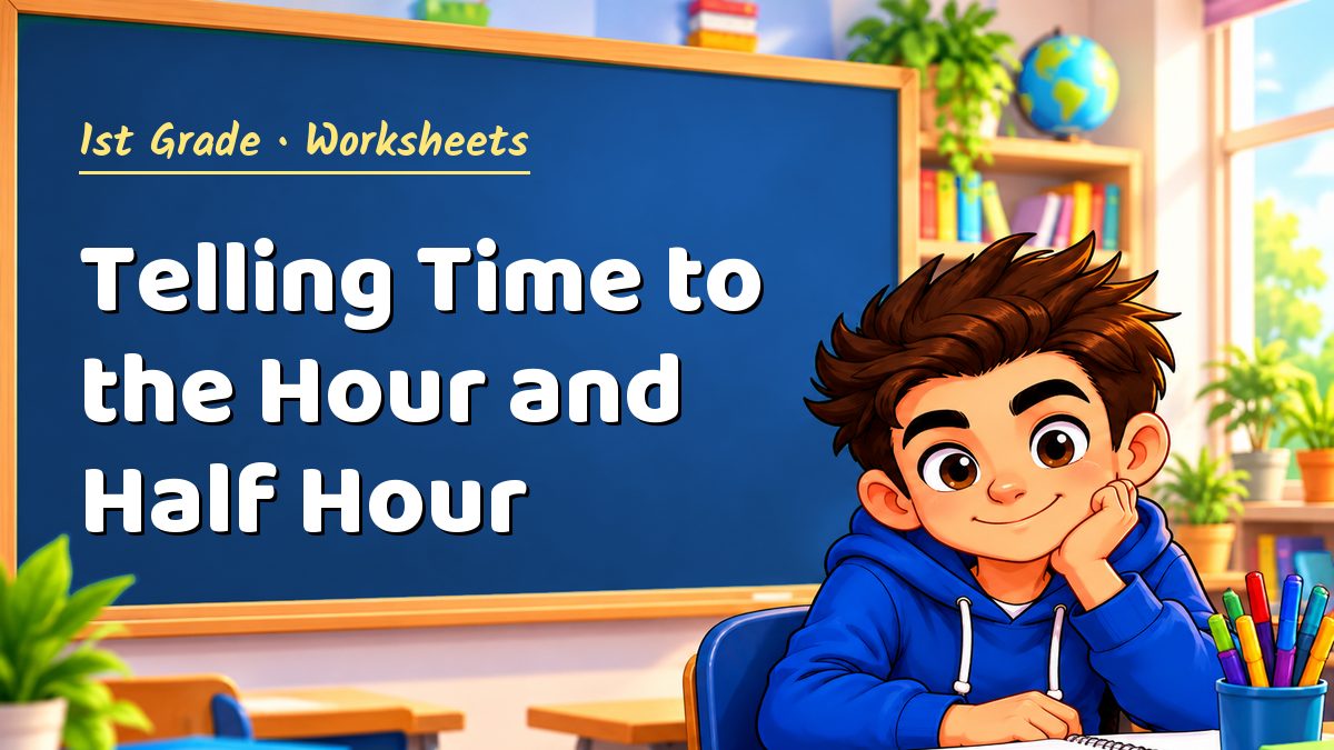 1st Grade math worksheet: Telling Time to the Hour and Half Hour – Maths PDF