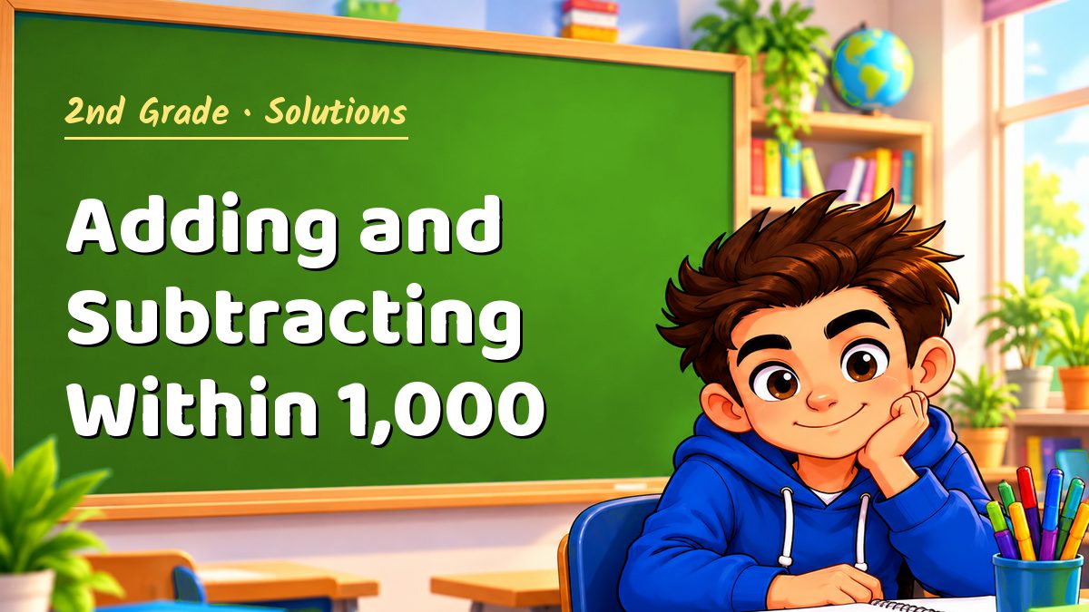 2nd Grade math worksheet solutions: Adding and Subtracting Within 1,000 – Maths PDF
