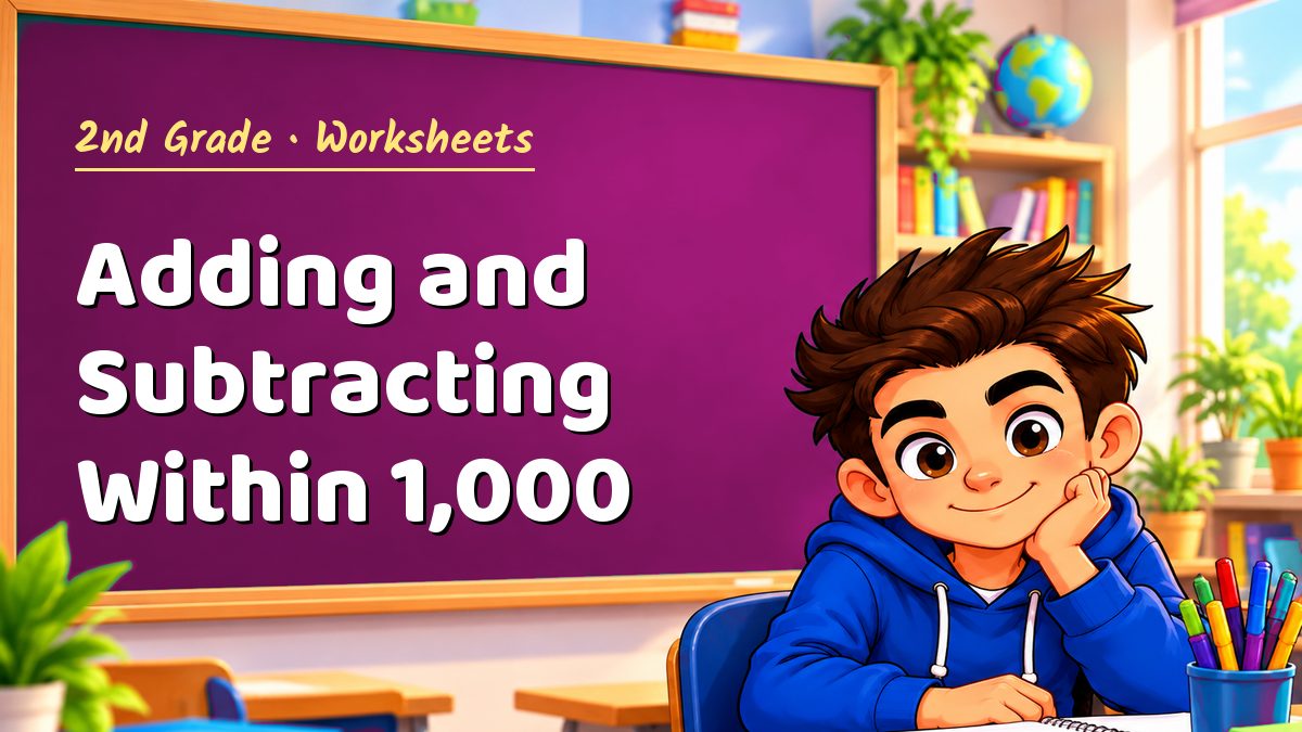 2nd Grade math worksheet: Adding and Subtracting Within 1,000 – Maths PDF