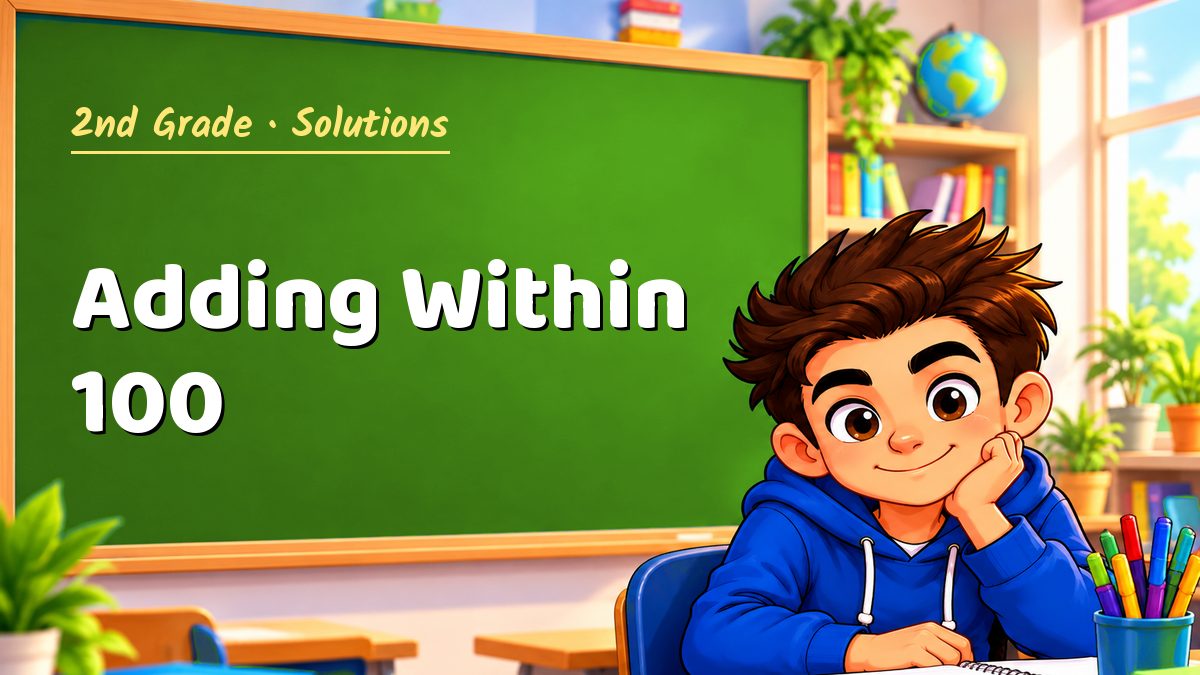 2nd Grade math worksheet solutions: Adding Within 100 – Maths PDF