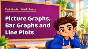 2nd Grade Picture Graphs, Bar Graphs and Line Plots Worksheet (PDF)