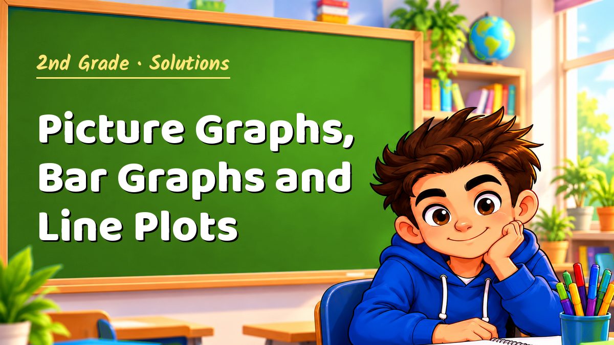 2nd Grade math worksheet solutions: Picture Graphs, Bar Graphs and Line Plots – Maths PDF
