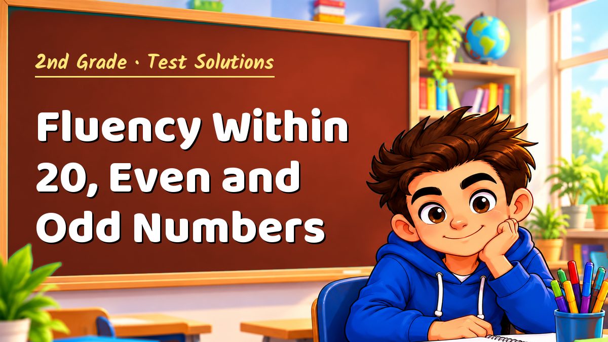 2nd Grade math test solutions: Fluency Within 20, Even and Odd Numbers – Maths PDF