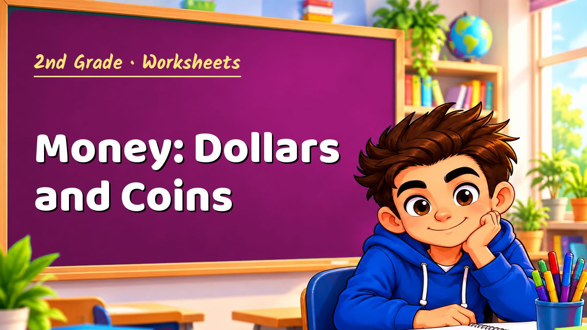 2nd Grade math worksheet: Money: Dollars and Coins – Maths PDF