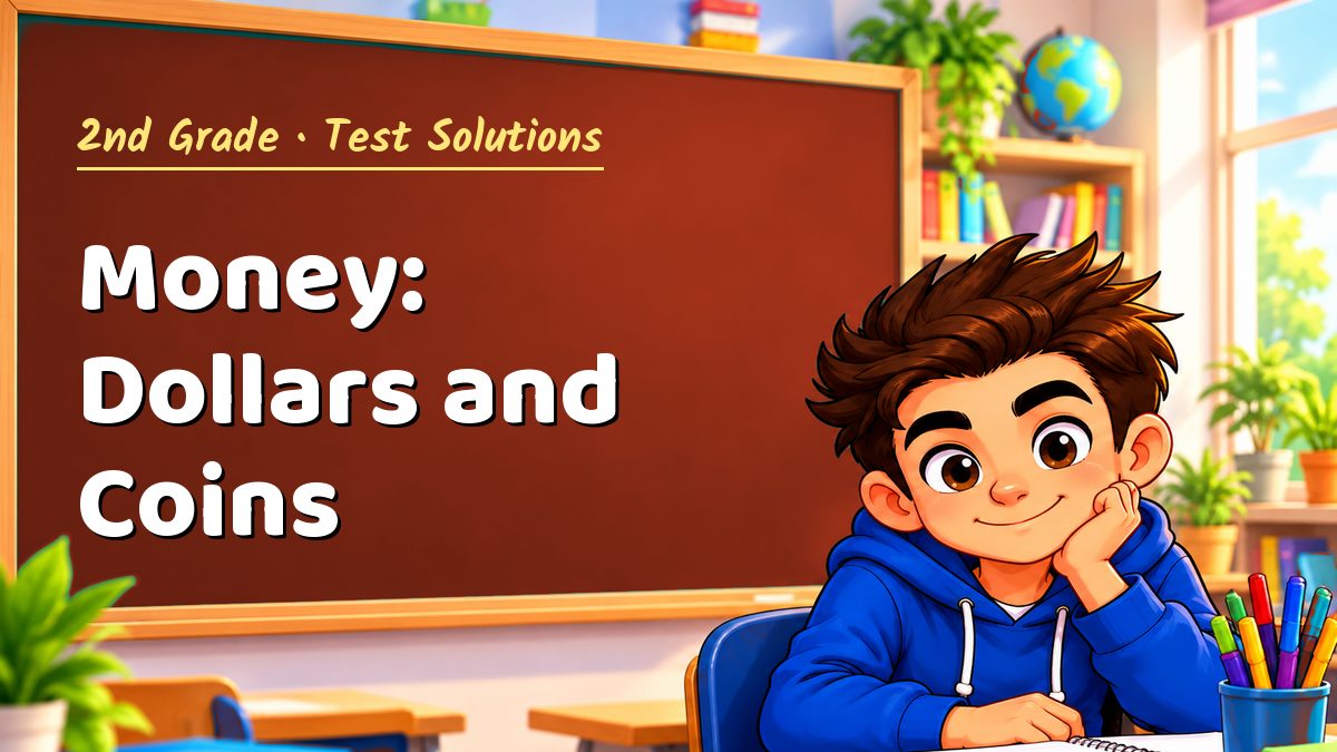 2nd Grade math test solutions: Money: Dollars and Coins – Maths PDF