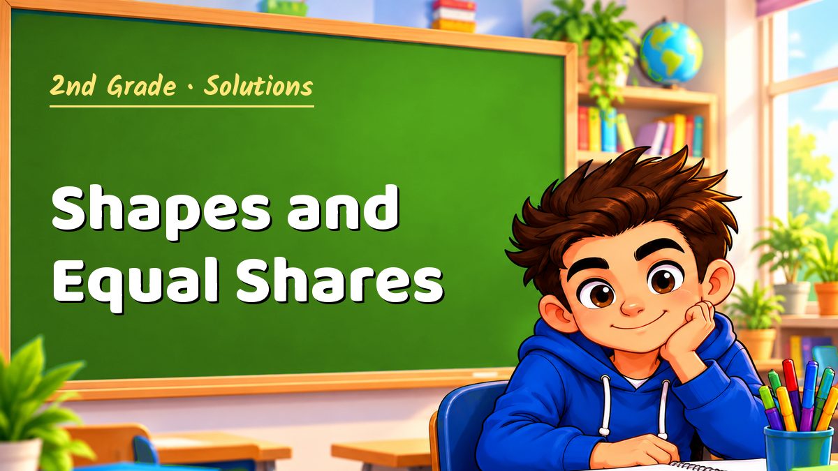 2nd Grade math worksheet solutions: Shapes and Equal Shares – Maths PDF