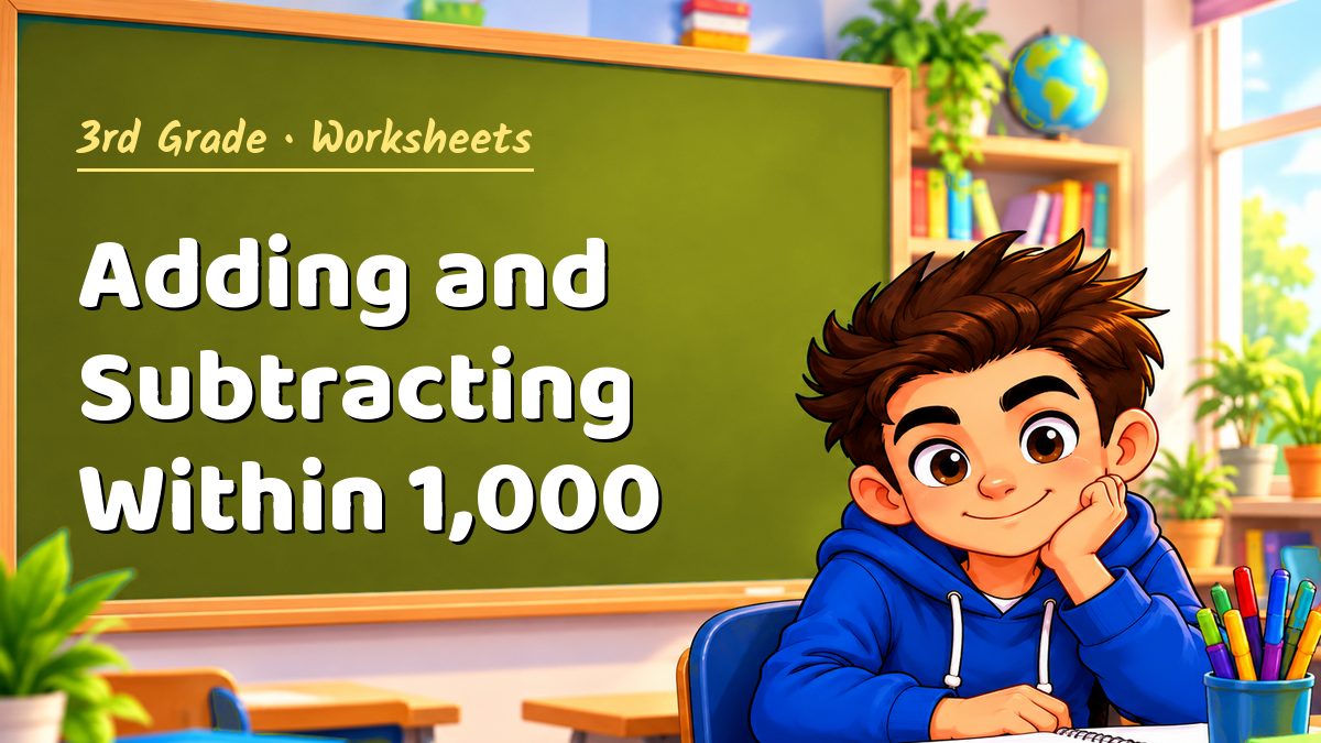 3rd Grade math worksheet: Adding and Subtracting Within 1,000 – Maths PDF