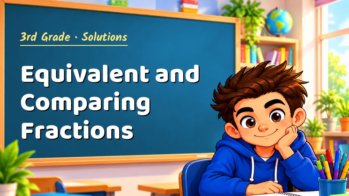 3rd Grade math worksheet solutions: Equivalent and Comparing Fractions – Maths PDF