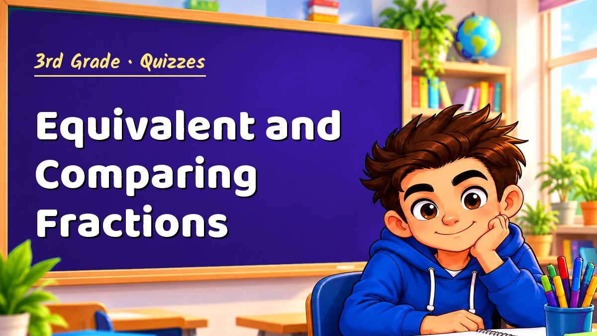 3rd Grade math quiz: Equivalent and Comparing Fractions – Maths PDF