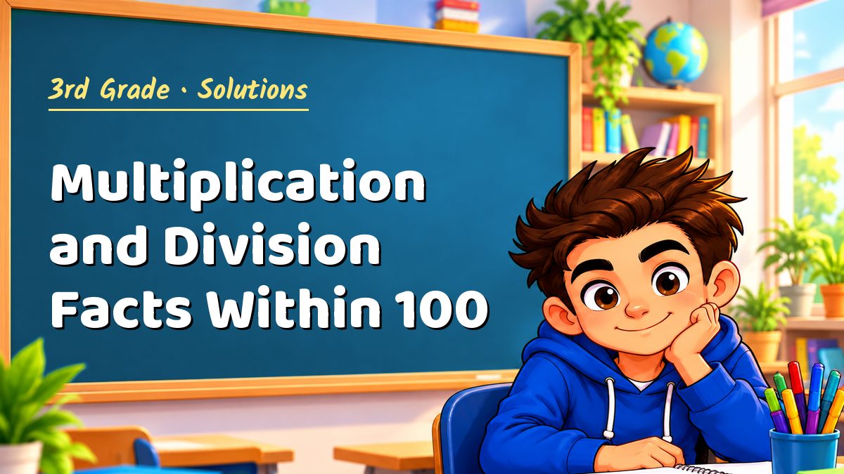 3rd Grade math worksheet solutions: Multiplication and Division Facts Within 100 – Maths PDF