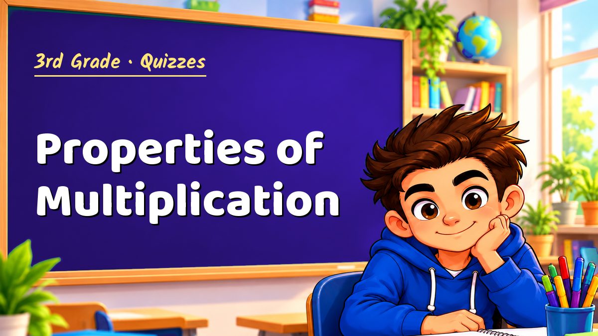 3rd Grade math quiz: Properties of Multiplication – Maths PDF