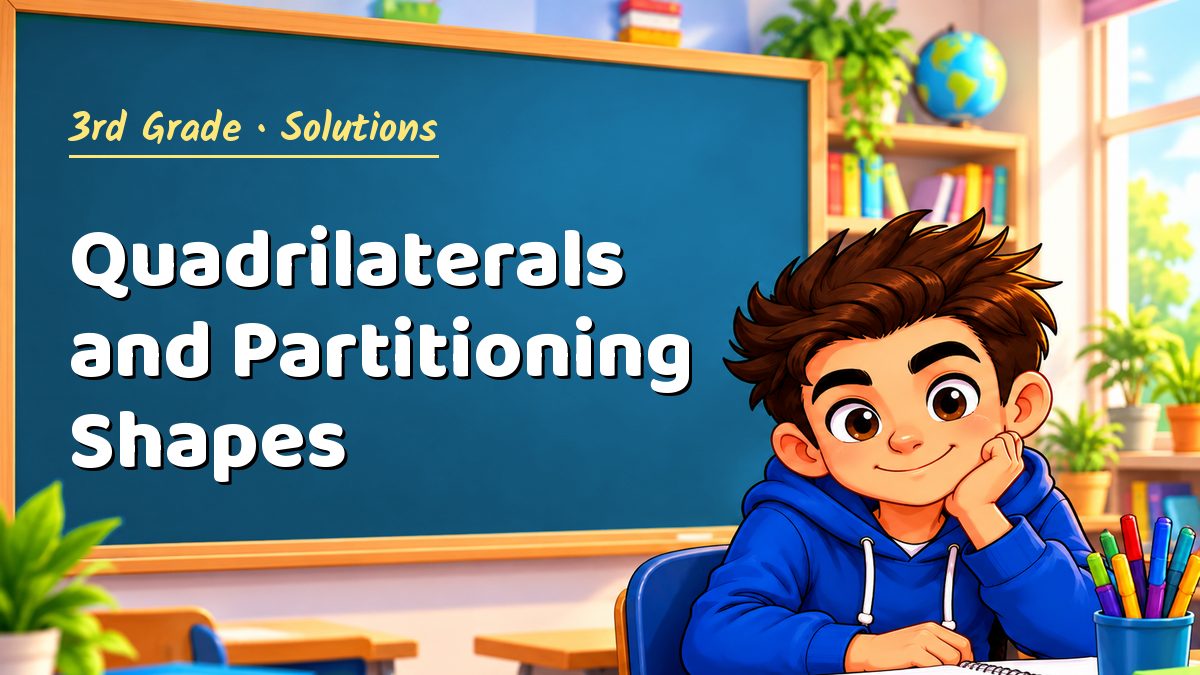 3rd Grade math worksheet solutions: Quadrilaterals and Partitioning Shapes – Maths PDF