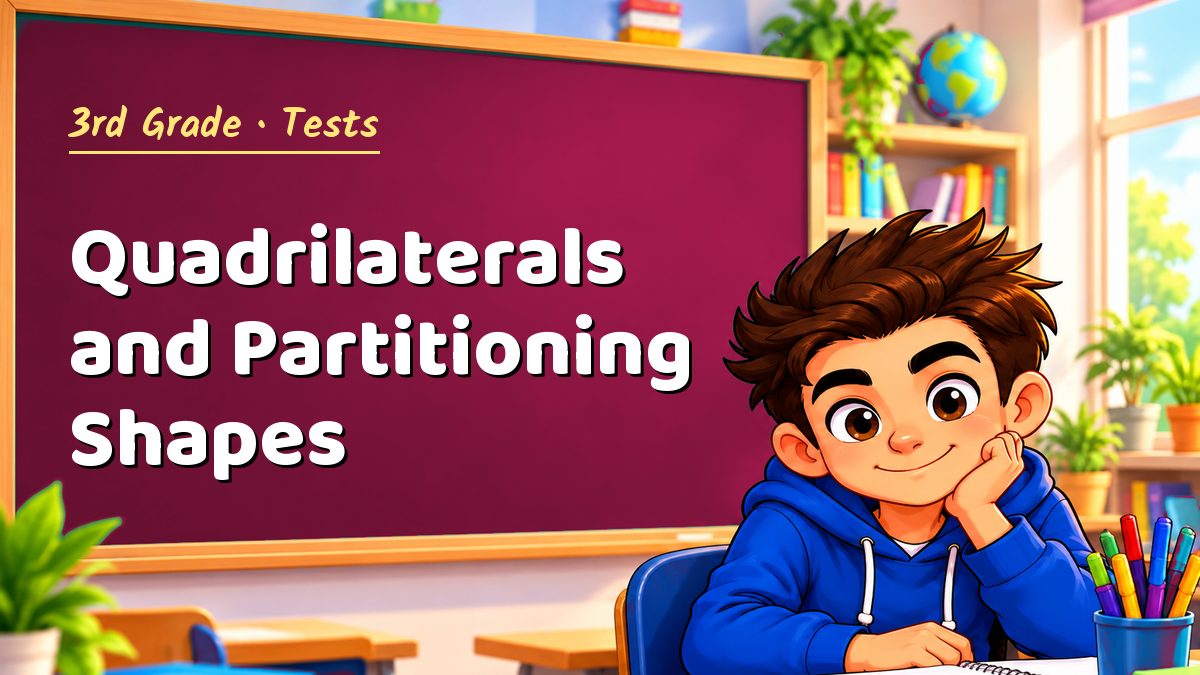 3rd Grade math test: Quadrilaterals and Partitioning Shapes – Maths PDF