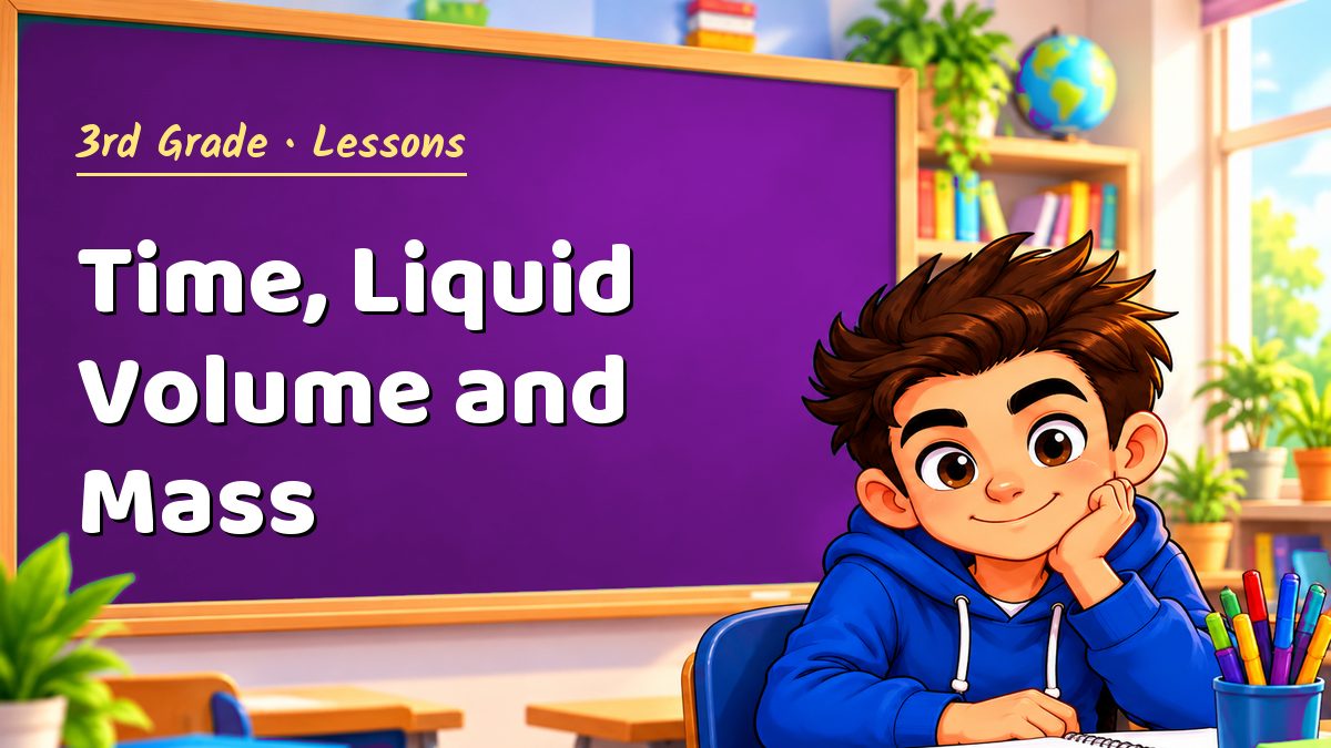 3rd Grade math lesson: Time, Liquid Volume and Mass – Maths PDF