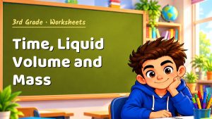 3rd Grade Time, Liquid Volume and Mass Worksheet (PDF)