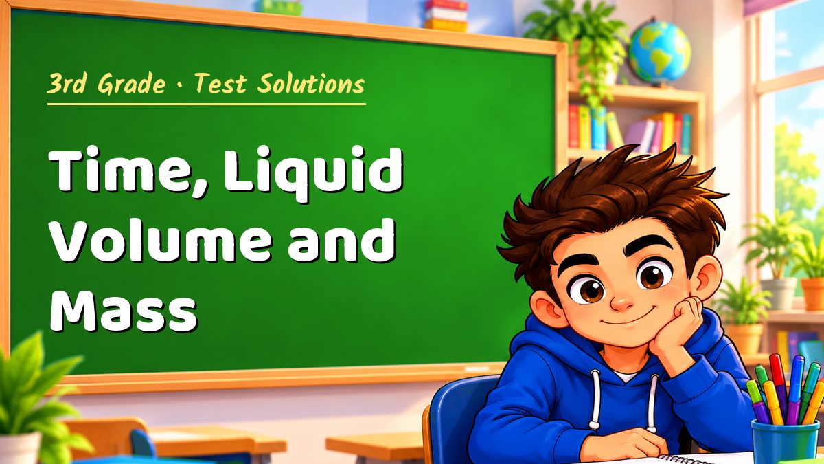 3rd Grade math test solutions: Time, Liquid Volume and Mass – Maths PDF