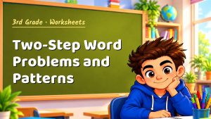 3rd Grade Two-Step Word Problems and Patterns Worksheet (PDF)