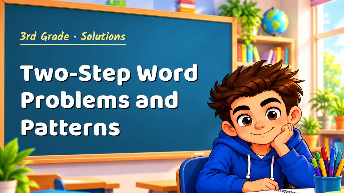 3rd Grade math worksheet solutions: Two-Step Word Problems and Patterns – Maths PDF