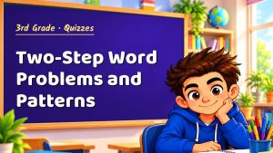 3rd Grade Two-Step Word Problems and Patterns Quiz: 10 Questions with Explanations