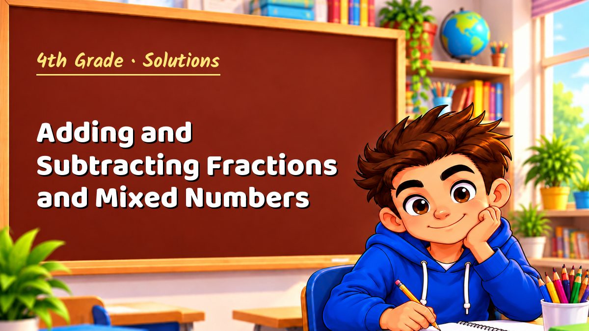 4th Grade math worksheet solutions: Adding and Subtracting Fractions and Mixed Numbers – Maths PDF
