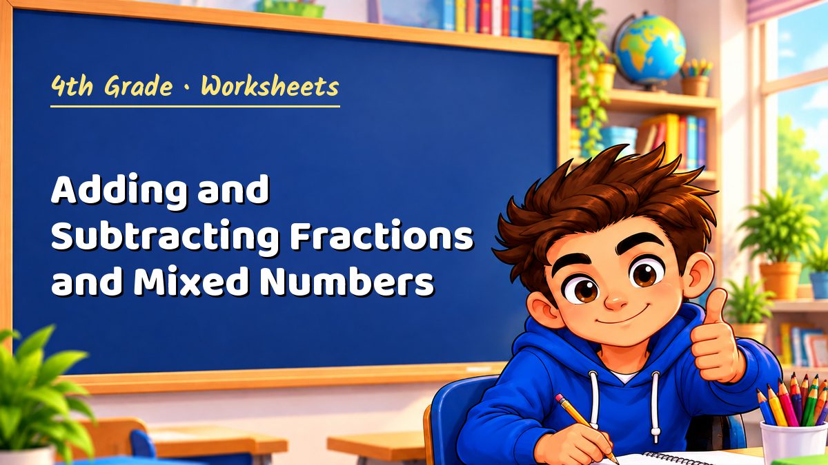 4th Grade math worksheet: Adding and Subtracting Fractions and Mixed Numbers – Maths PDF