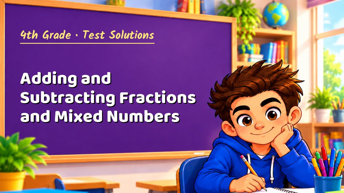 4th Grade math test solutions: Adding and Subtracting Fractions and Mixed Numbers – Maths PDF