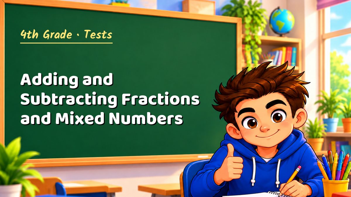 4th Grade math test: Adding and Subtracting Fractions and Mixed Numbers – Maths PDF