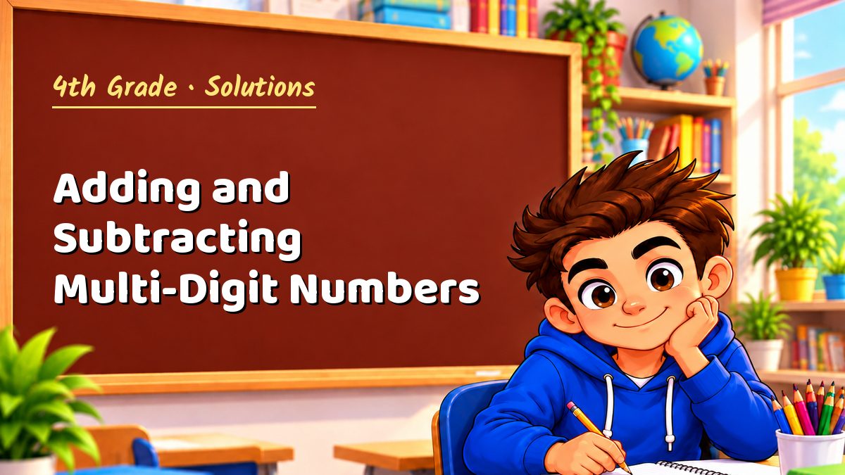 4th Grade math worksheet solutions: Adding and Subtracting Multi-Digit Numbers – Maths PDF
