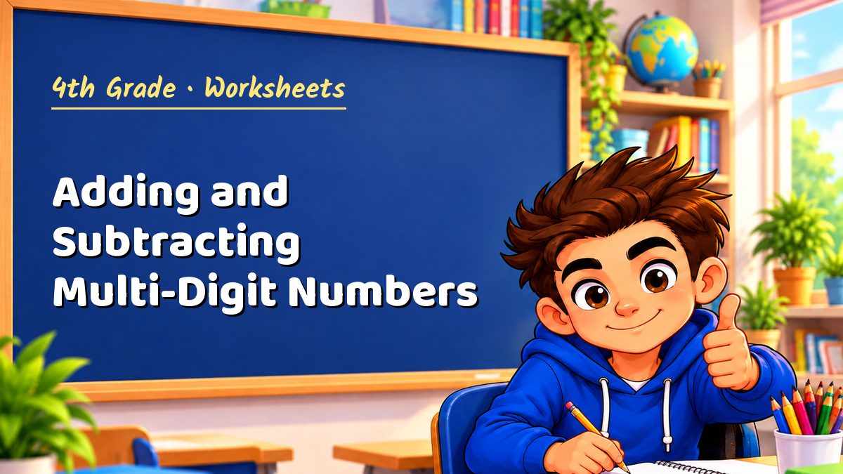 4th Grade math worksheet: Adding and Subtracting Multi-Digit Numbers – Maths PDF