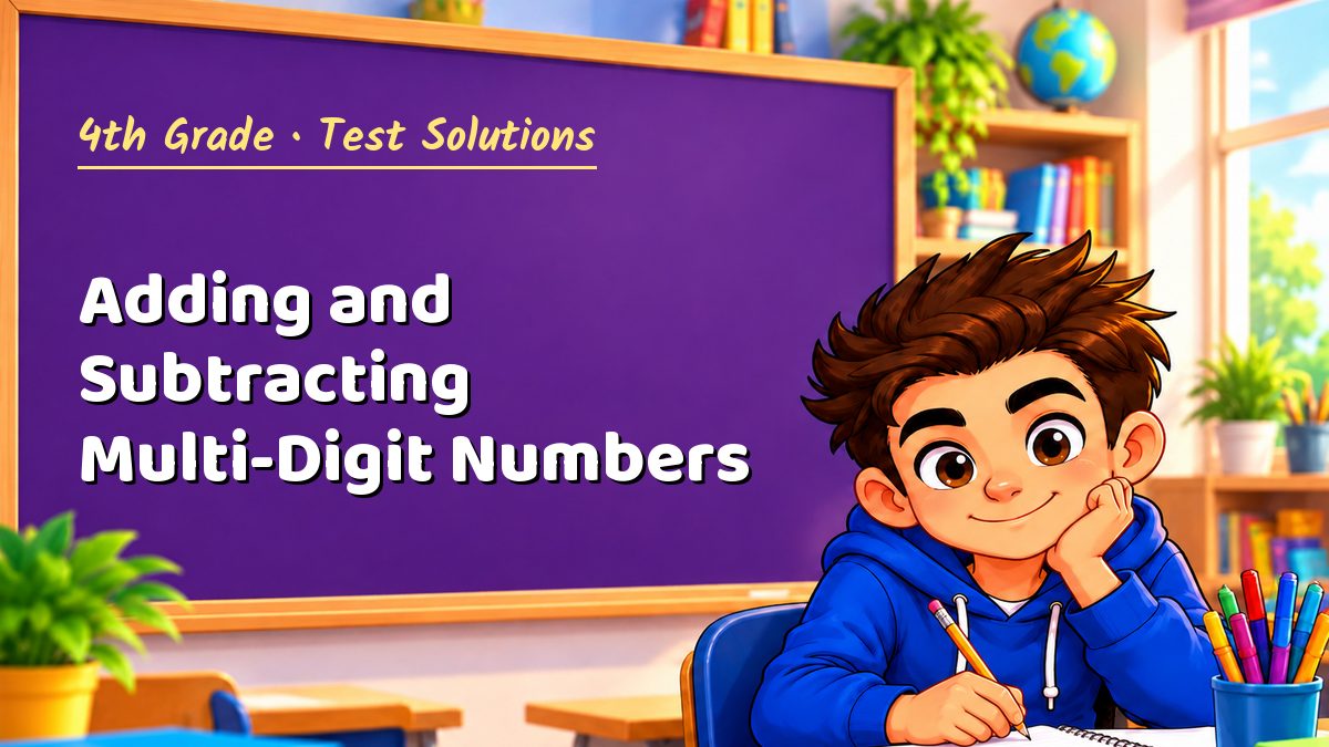 4th Grade math test solutions: Adding and Subtracting Multi-Digit Numbers – Maths PDF