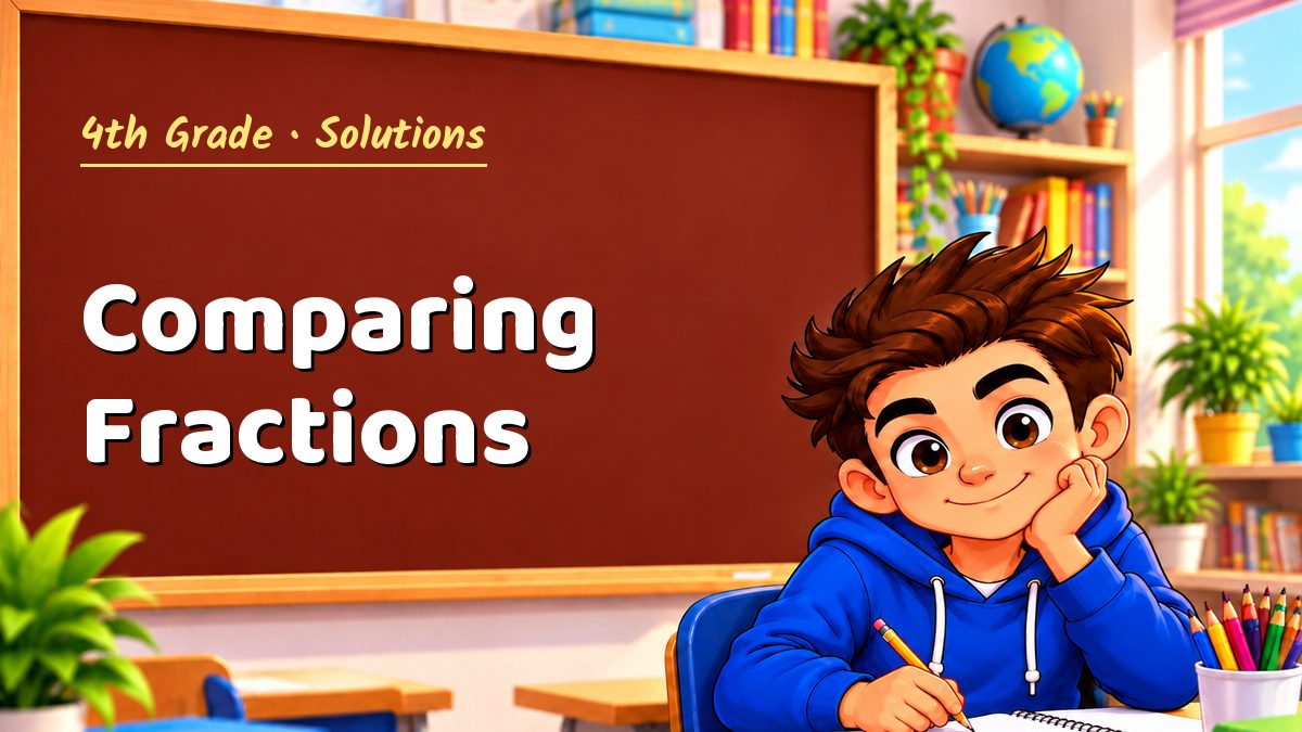 4th Grade math worksheet solutions: Comparing Fractions – Maths PDF