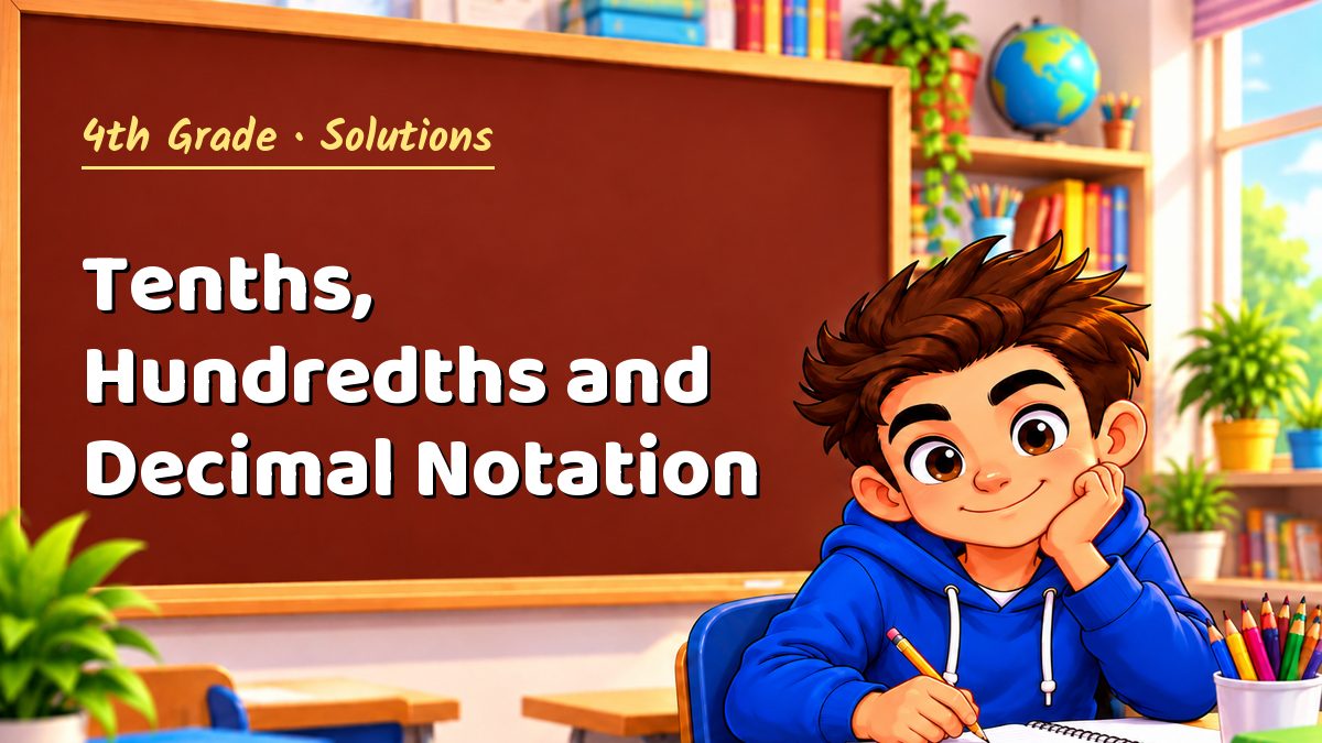 4th Grade math worksheet solutions: Tenths, Hundredths and Decimal Notation – Maths PDF