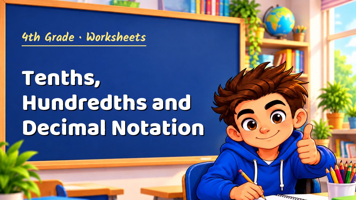 4th Grade math worksheet: Tenths, Hundredths and Decimal Notation – Maths PDF