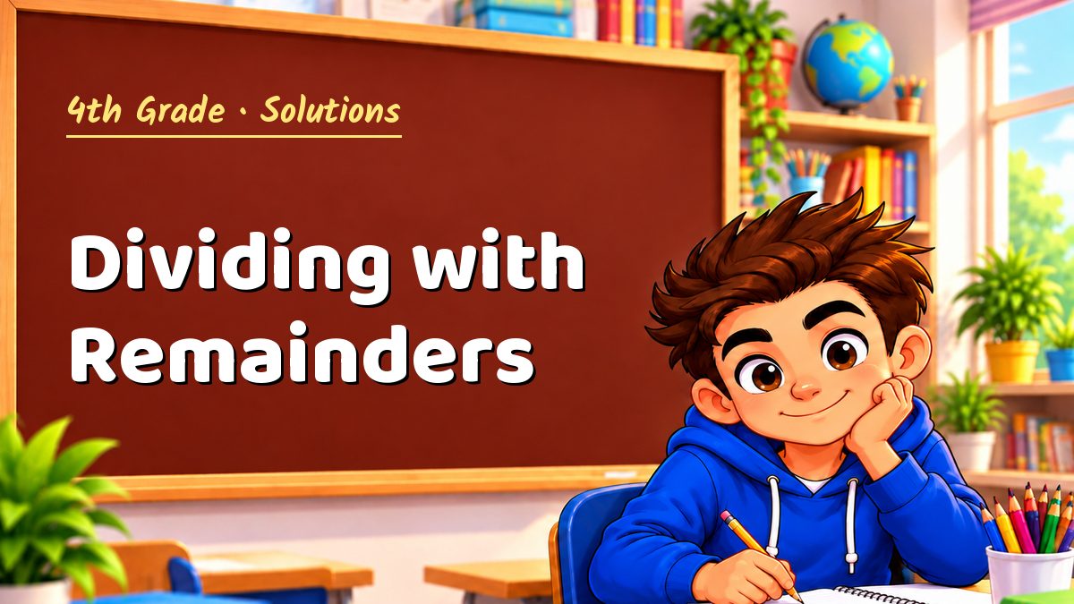4th Grade math worksheet solutions: Dividing with Remainders – Maths PDF