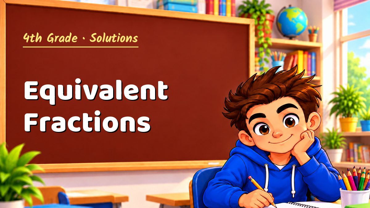 4th Grade math worksheet solutions: Equivalent Fractions – Maths PDF