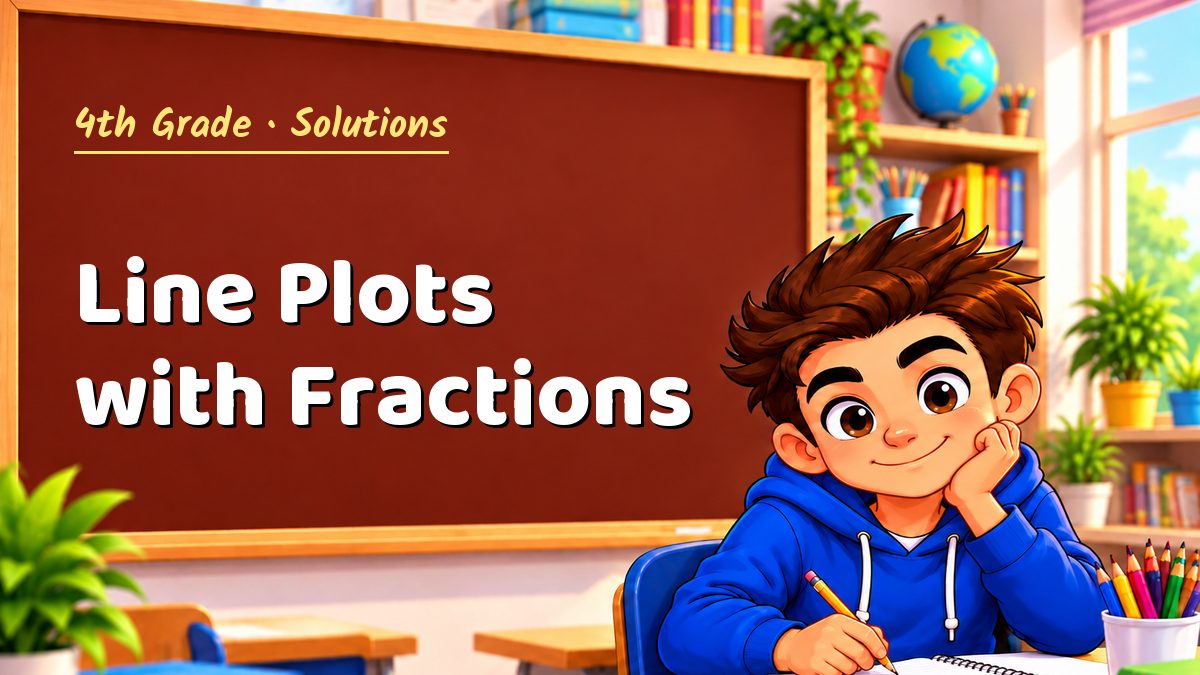 4th Grade math worksheet solutions: Line Plots with Fractions – Maths PDF
