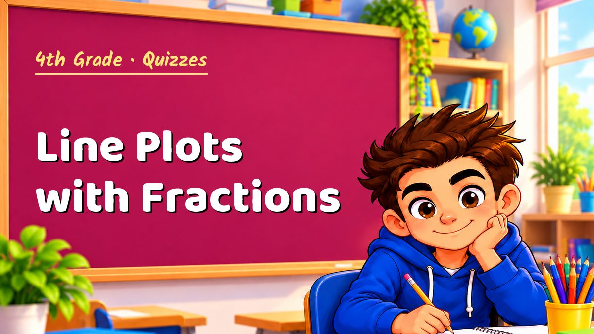 4th Grade math quiz: Line Plots with Fractions – Maths PDF