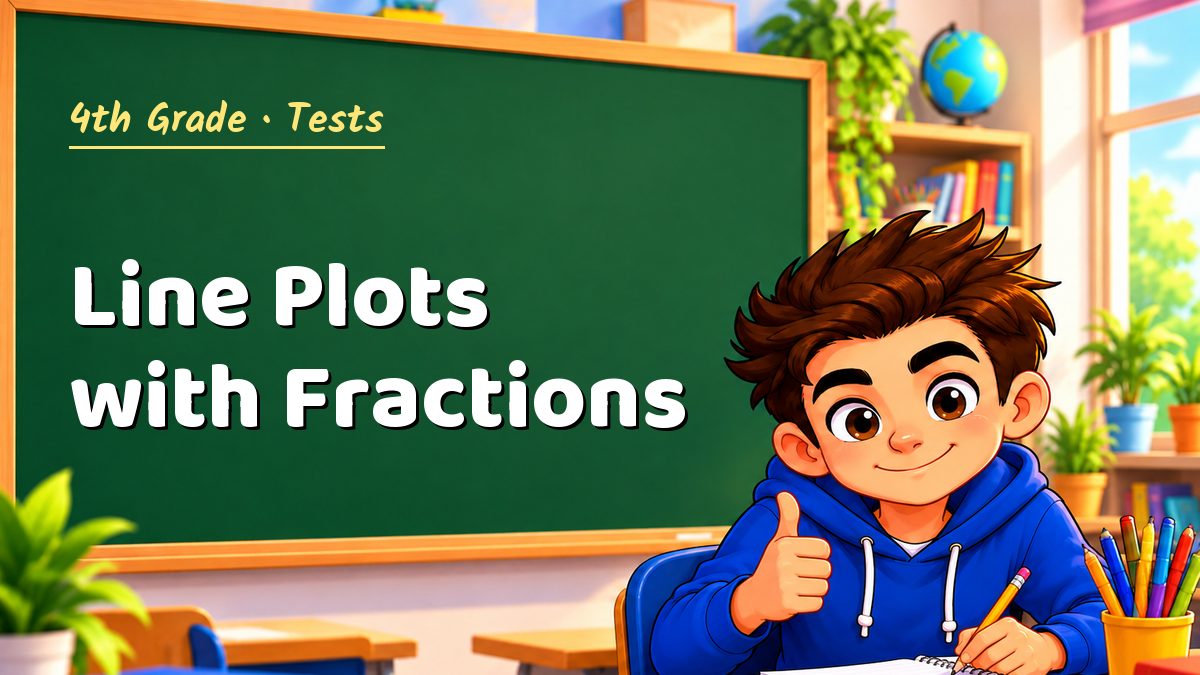 4th Grade math test: Line Plots with Fractions – Maths PDF